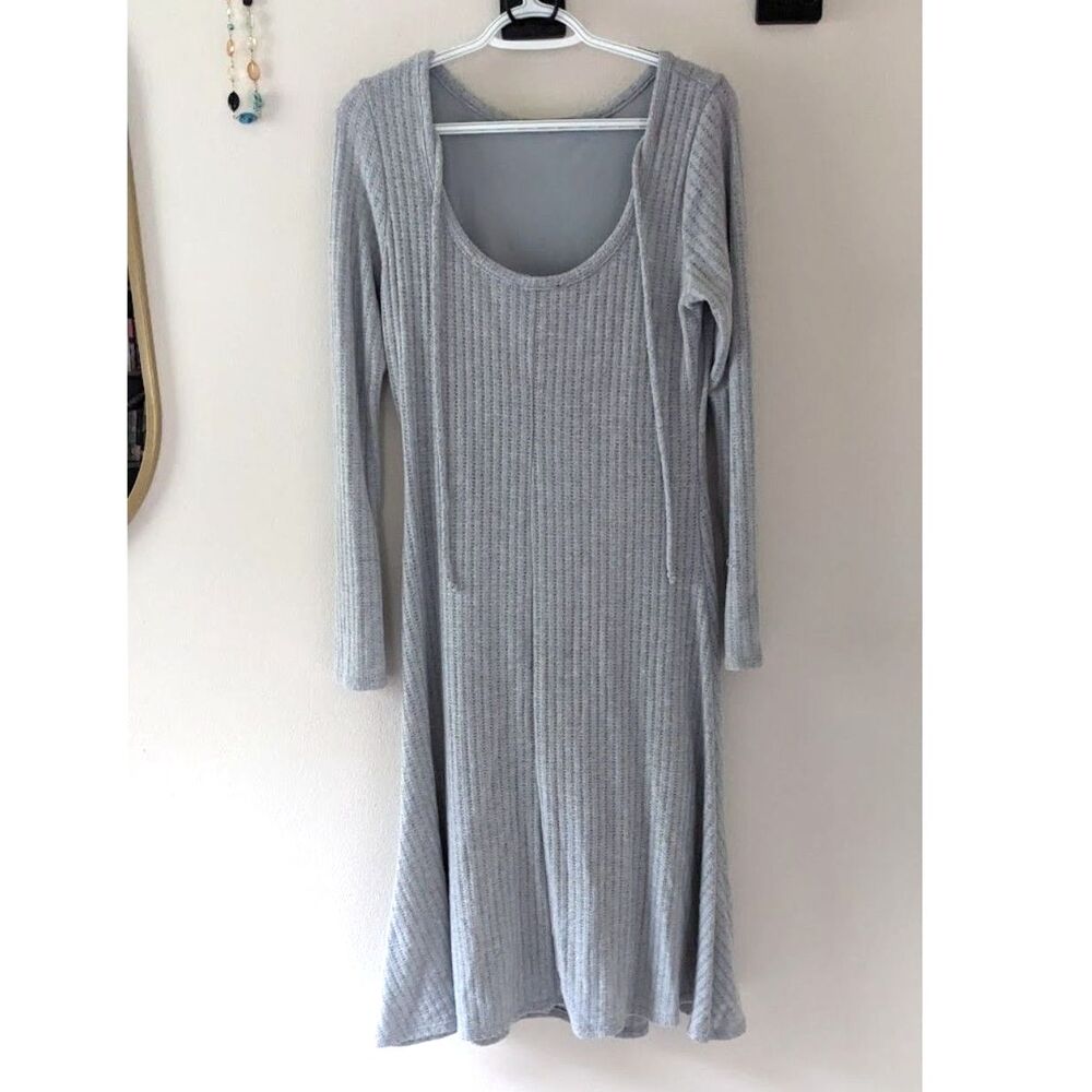 Ribbed scoop back midi sweater dress soft gray See You Monday LA sz XL fitted